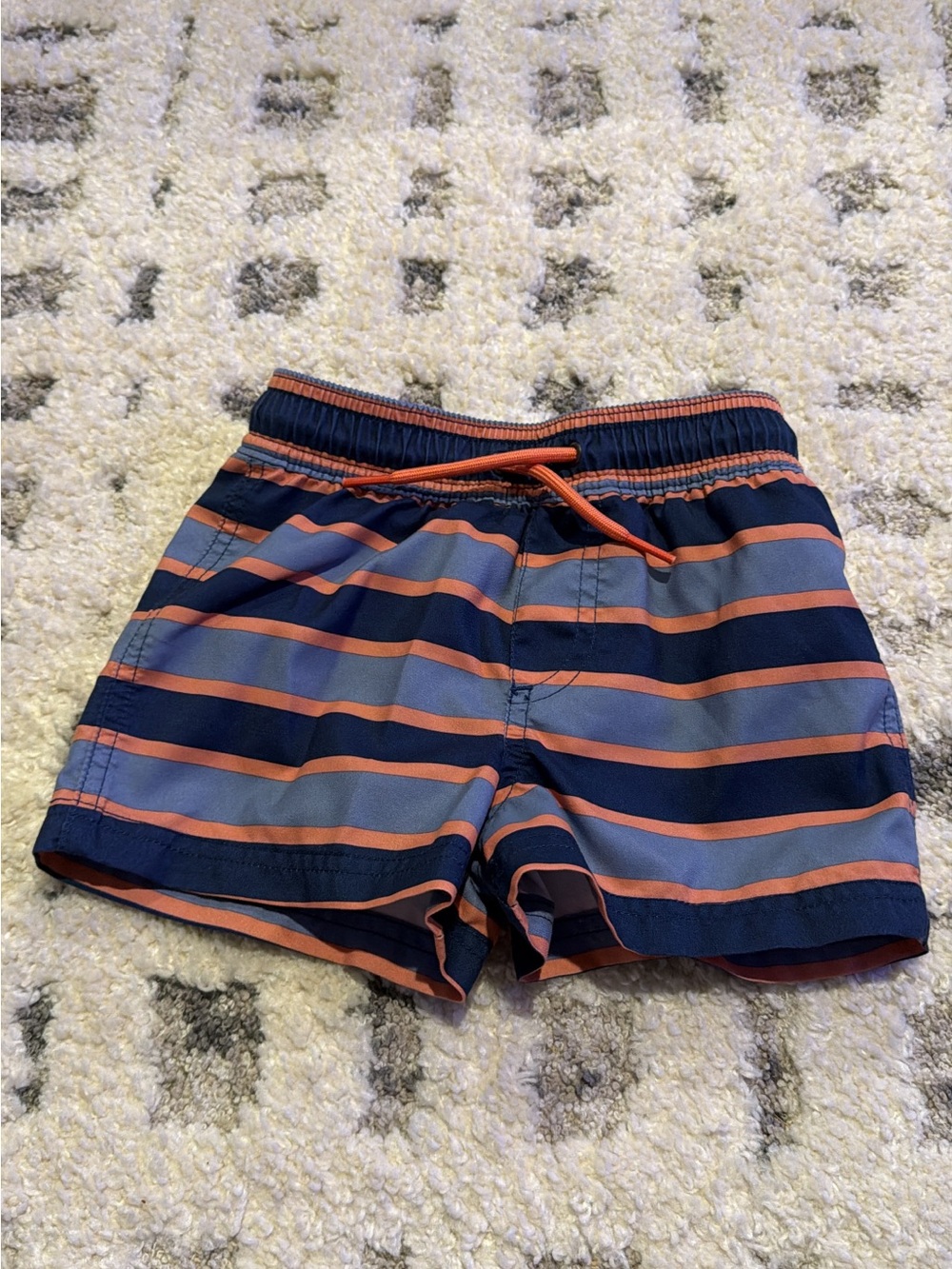 Carter's Navy and Coral Striped Swim Trunks
